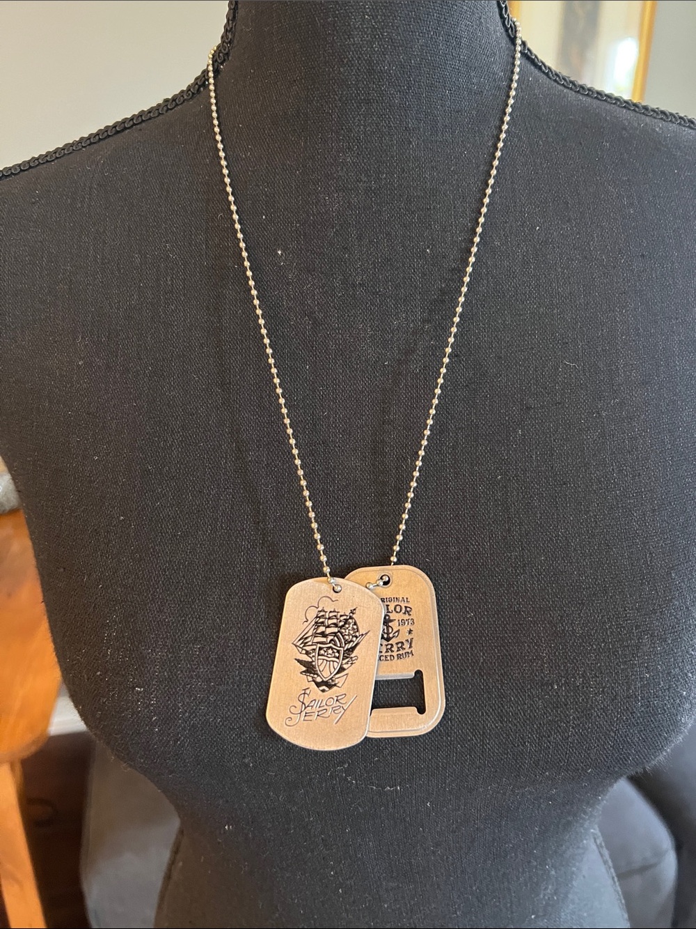 Silver Dog Tag Bottle Opener Necklace